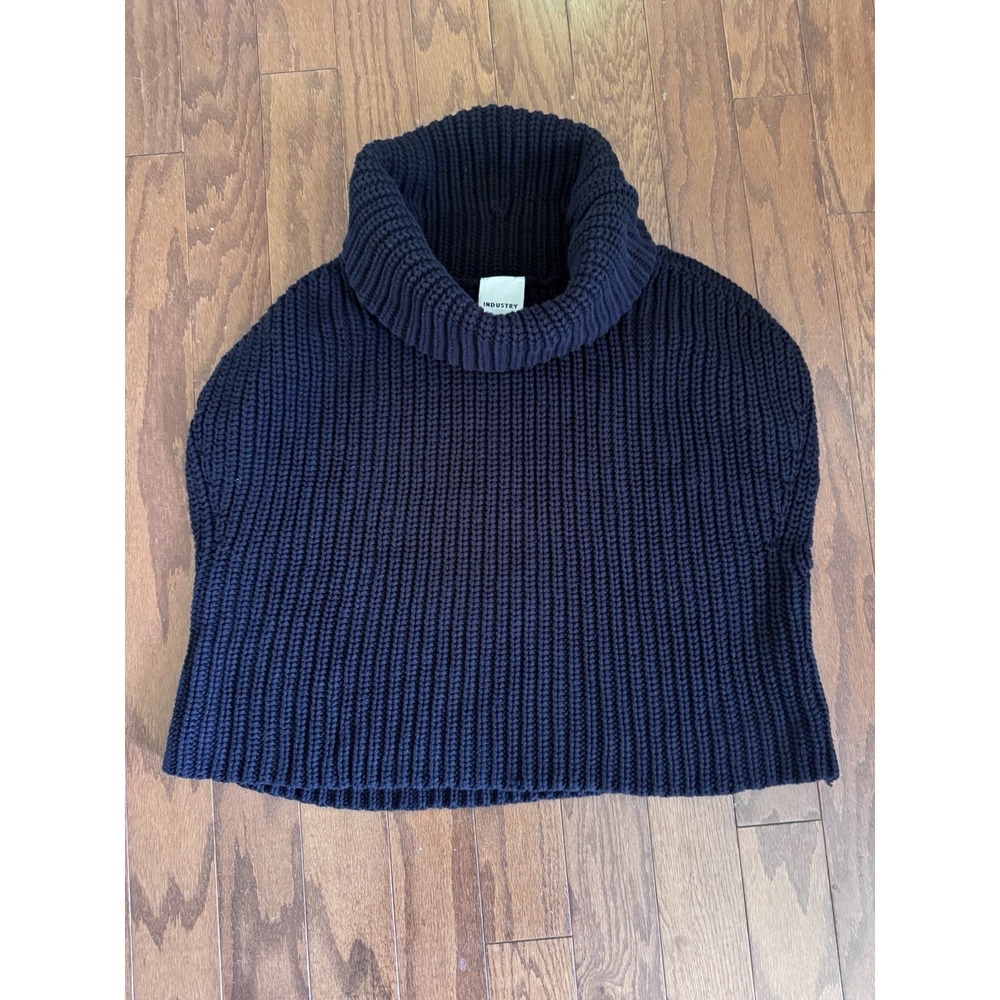 Industry Sleeveless Turtleneck‎ Sweater Womens L Black Chunky Knit Vest Preppy